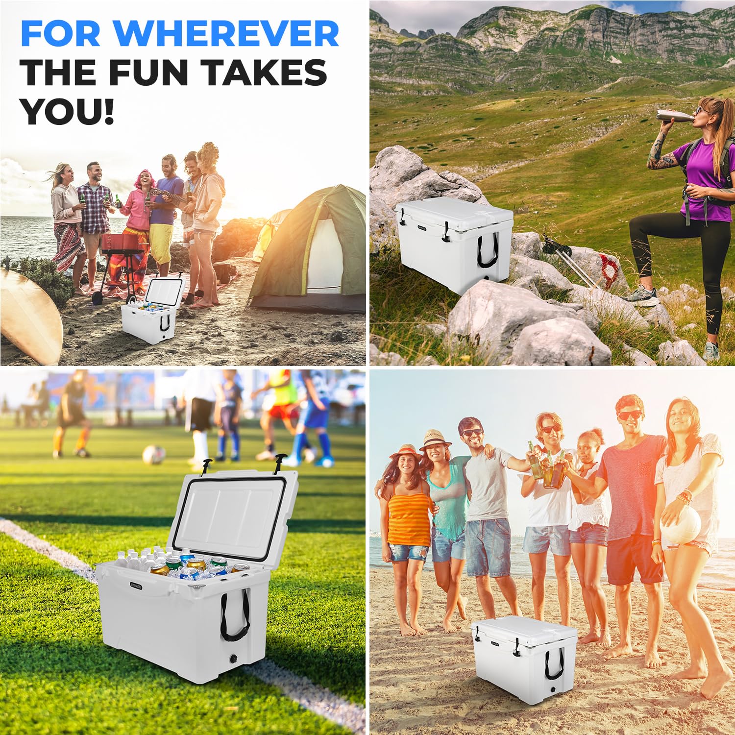 SereneLife 50QT cooler tailgate-ready fits in trunk for road trips