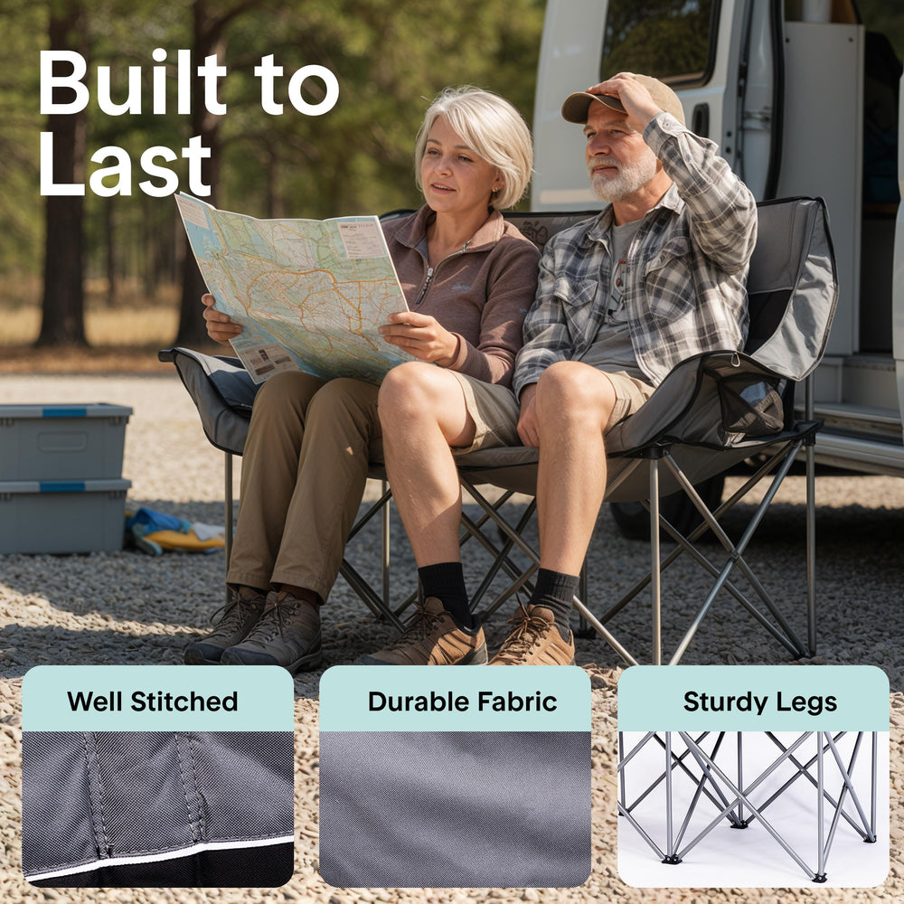 SereneLife camping loveseat in backyard setup for easy lounging