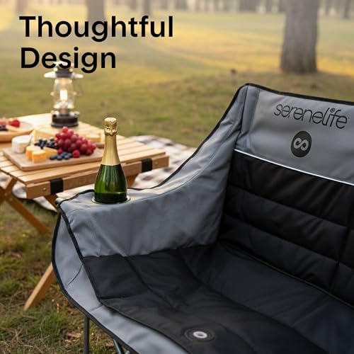 SereneLife camping loveseat during RV trip for comfortable road living