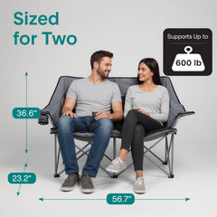 SereneLife camping loveseat side pocket closeup with essentials handy