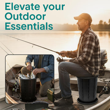 SereneLife camping toilet with adjustable height for comfortable seating on uneven terrain.