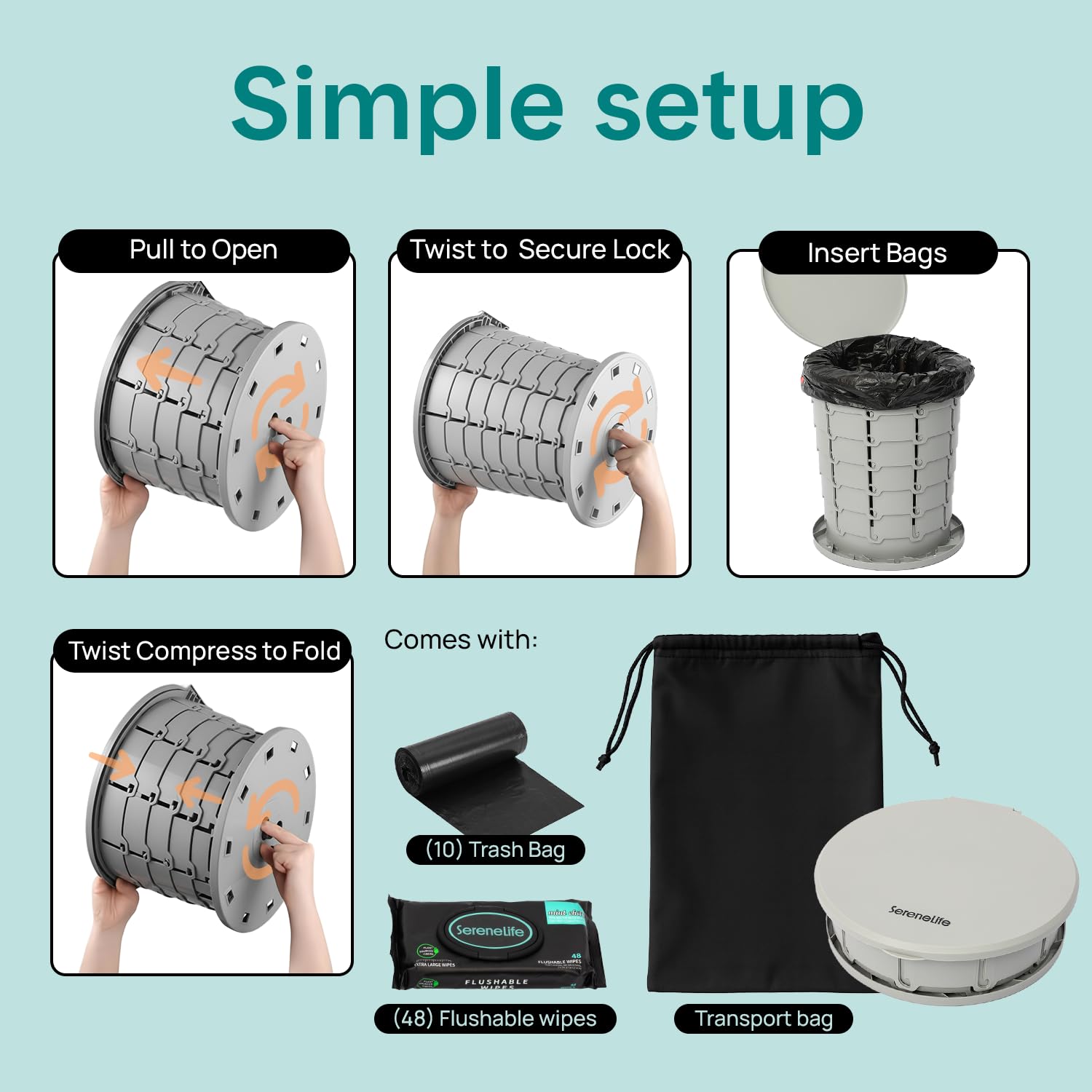 SereneLife carry bag and accessories for clean, convenient transport