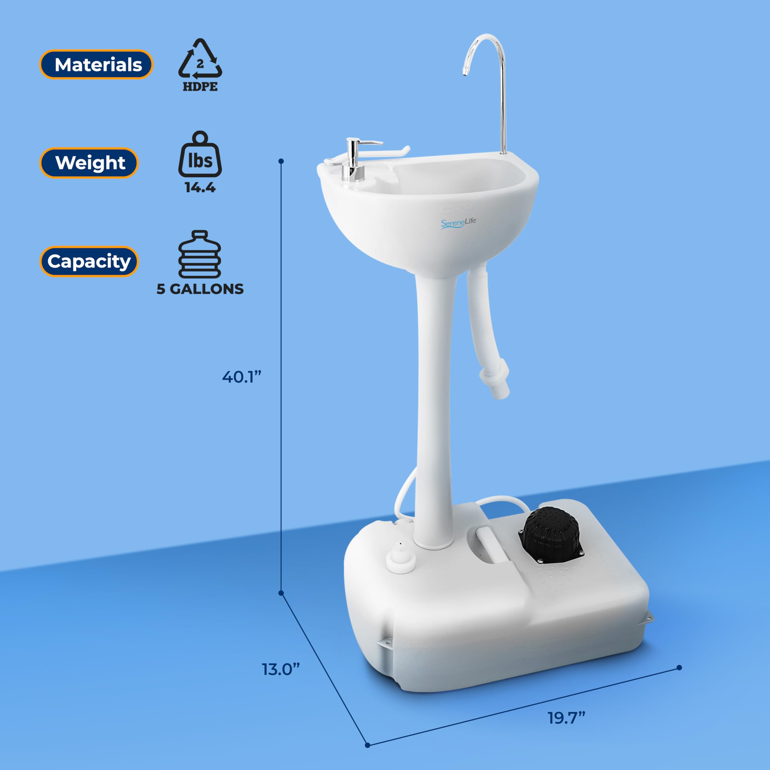 SereneLife drainage-hose-for-waste-water simplifies disposal.