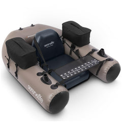 SereneLife inflatable float tube side view with rod holders for hands-free angling