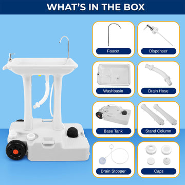 Complete outdoor wash station: SereneLife sink ready for camping kitchens and festivals.