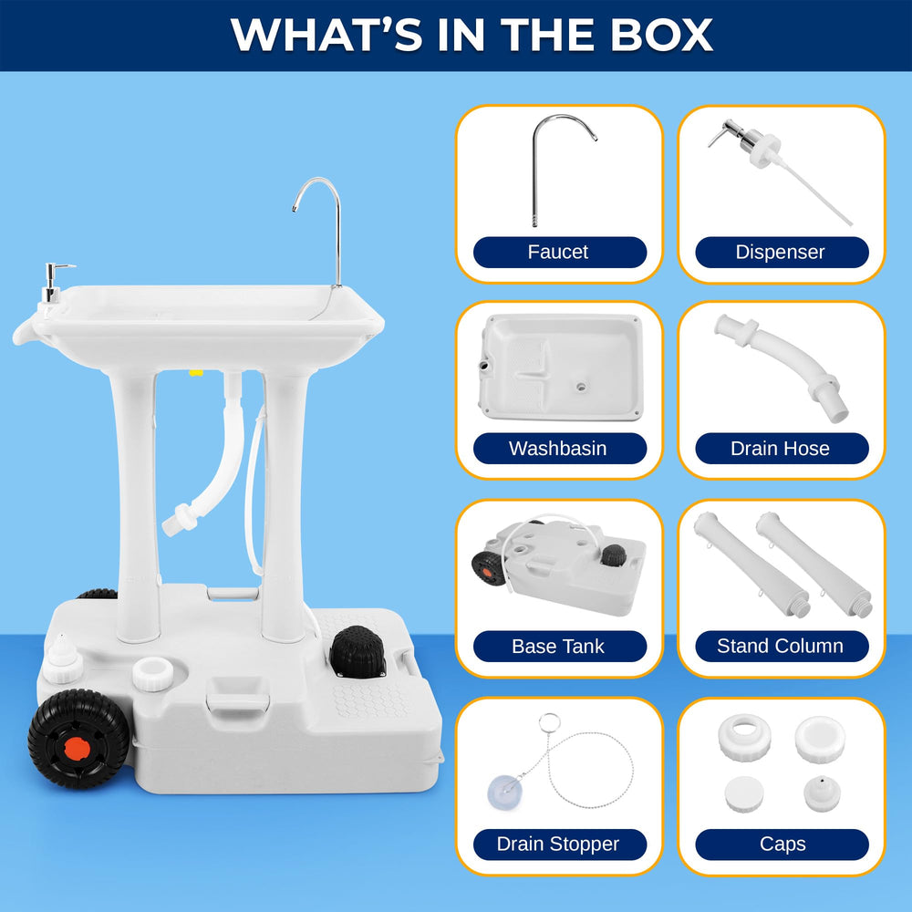 Complete outdoor wash station: SereneLife sink ready for camping kitchens and festivals.