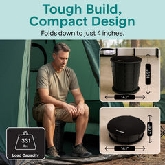 SereneLife portable toilet uses locking buckles for secure setup during trips.