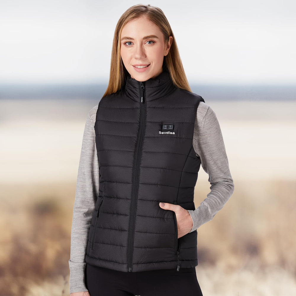 Sevdiea heated vest back view highlighting back heating zone for full upper-body warmth