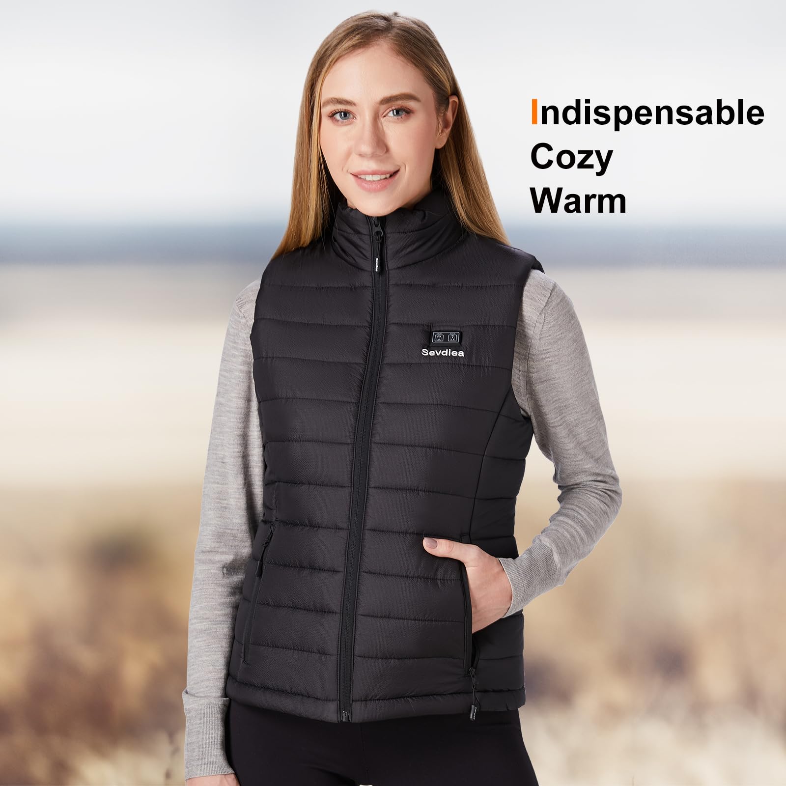 Sevdiea heated vest package contents image with battery, USB cable, gift bag