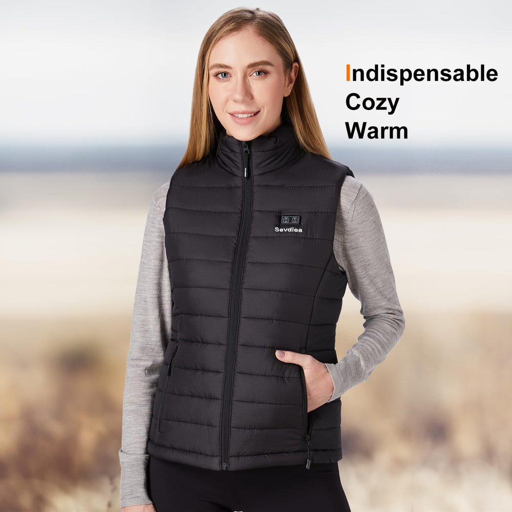 Sevdiea heated vest package contents image with battery, USB cable, gift bag