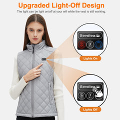 Sevdiea heated vest worn outdoors shows wind-proof design.