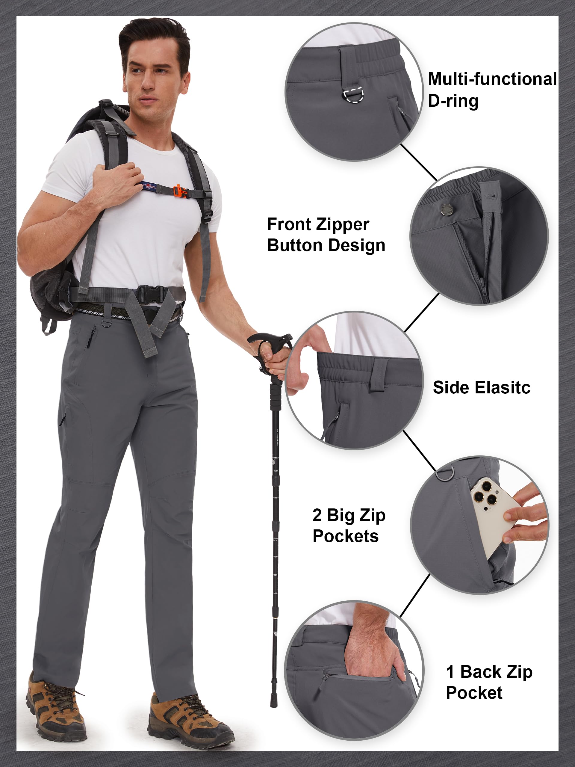 SEVEGO hiking pants front pockets offer secure storage
