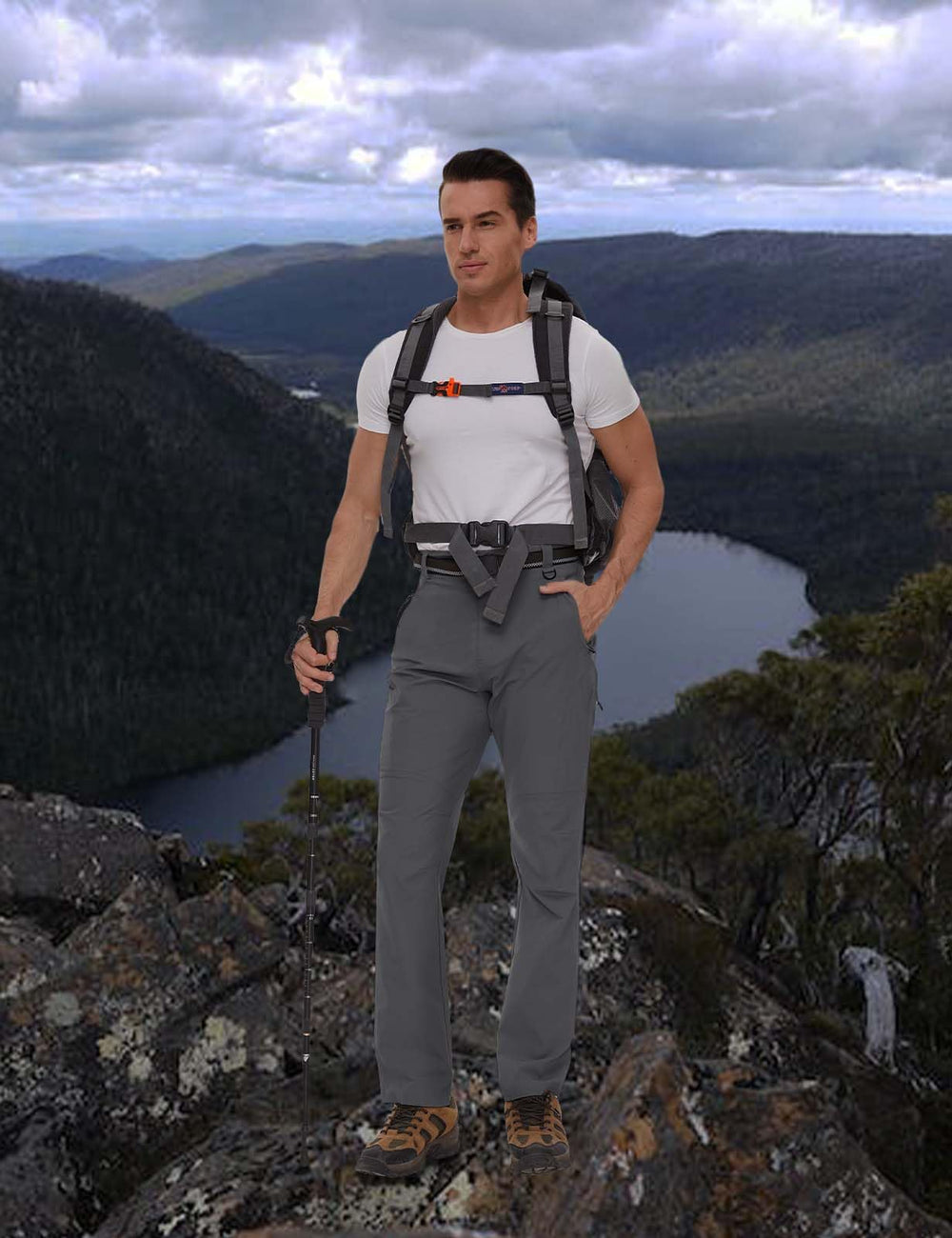 SEVEGO hiking pants waist detail with belt loops and D-ring