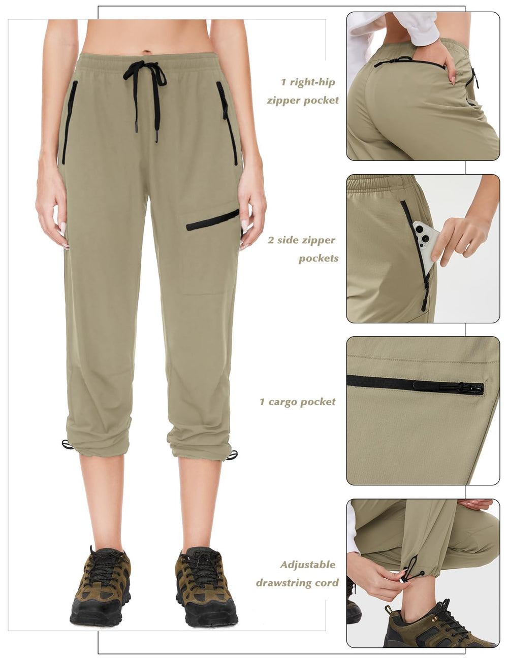 SEVEGO hiking pants four zip pockets for secure valuables