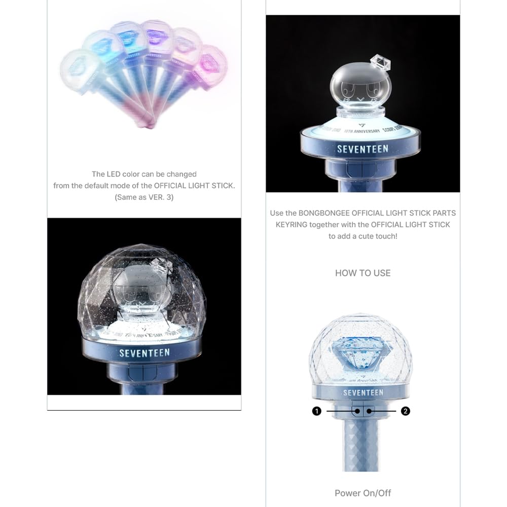 Seventeen Official Light Stick VER.3 10th Anniversary easy-grip design enables quick setup.