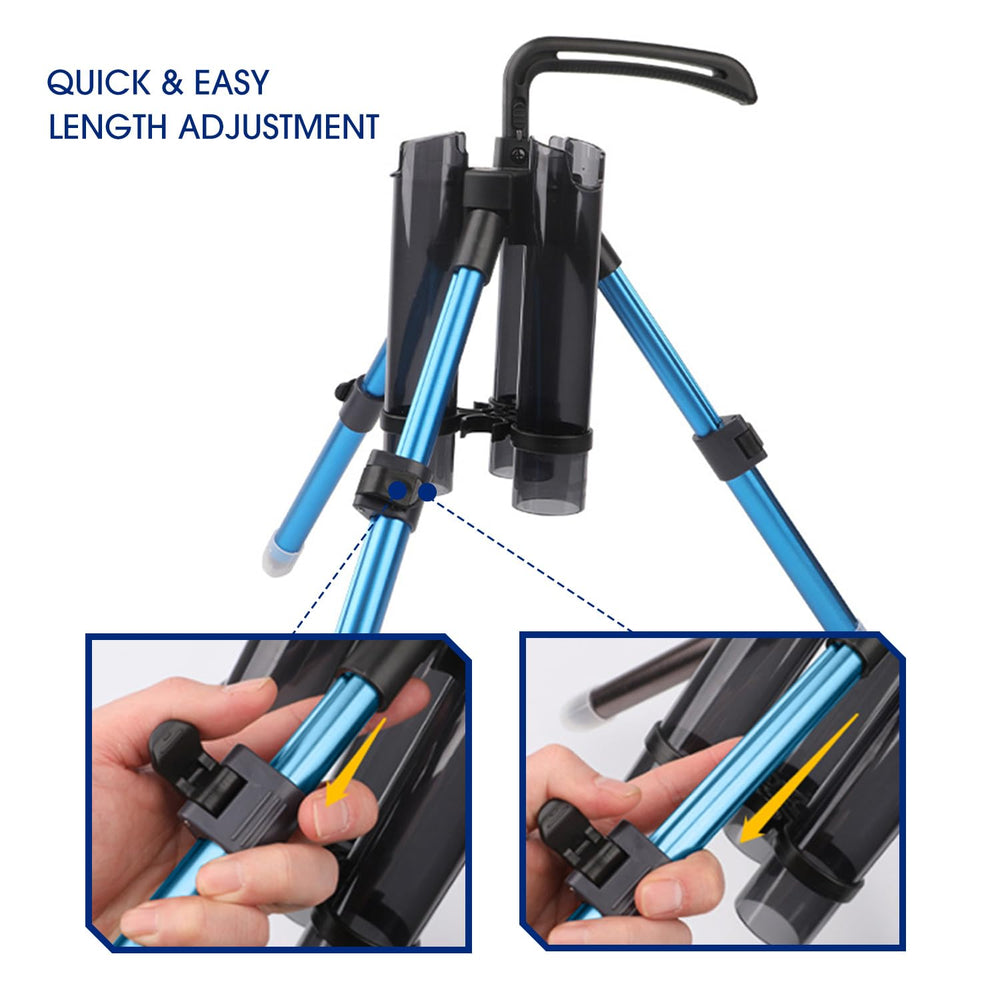 SevnElk 3-Tude rod holder lockable-carry-handle simplifies moving multiple rods.