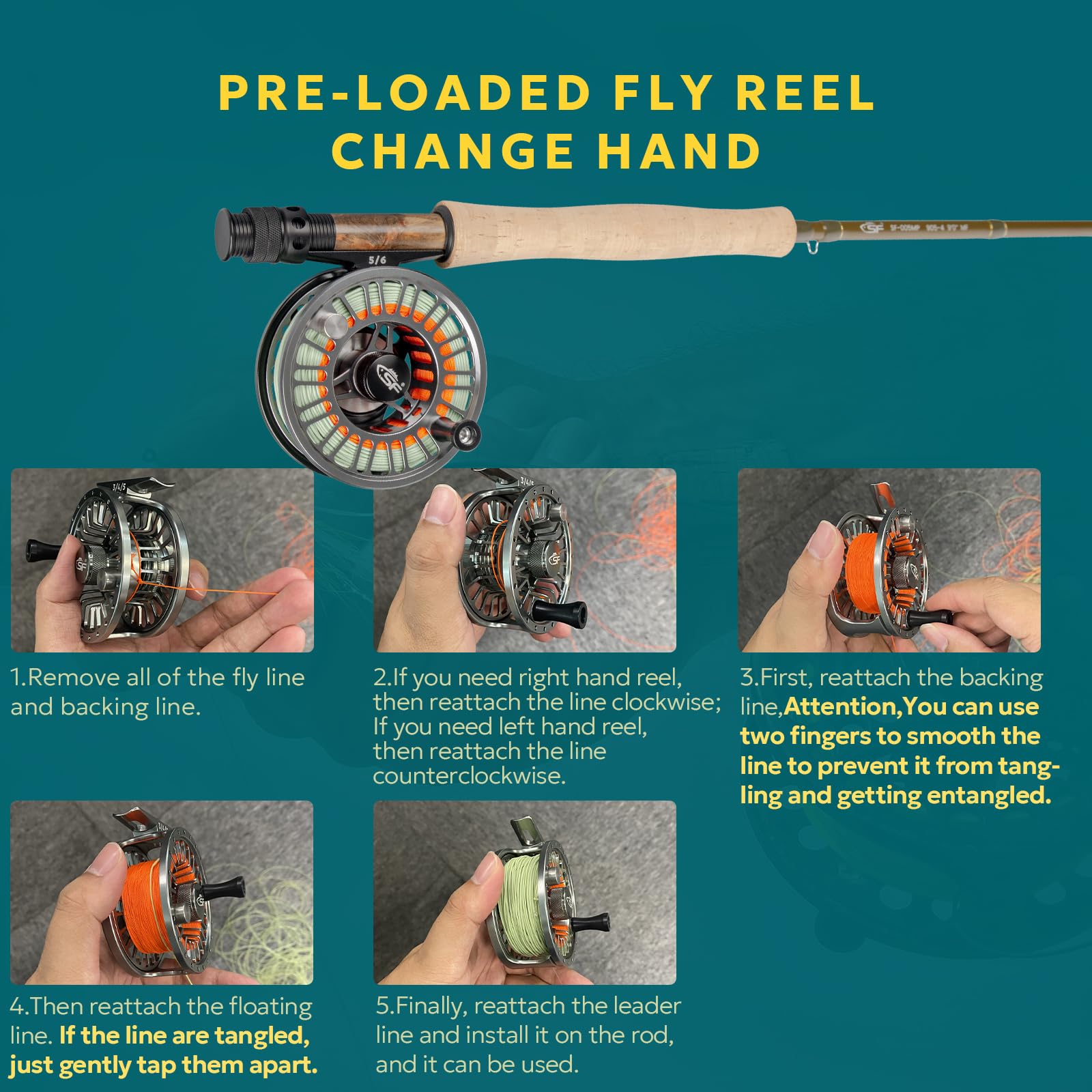 SF SF-003 Pro Fly Reel in case demonstrates portable setup for travel.