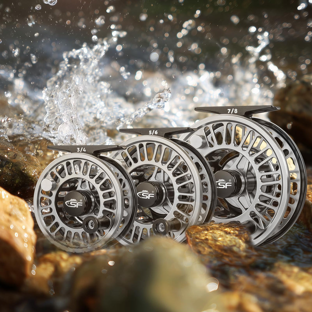 SF SF-003 Pro Fly Reel in use in a freshwater setup demonstrating quick line changes.