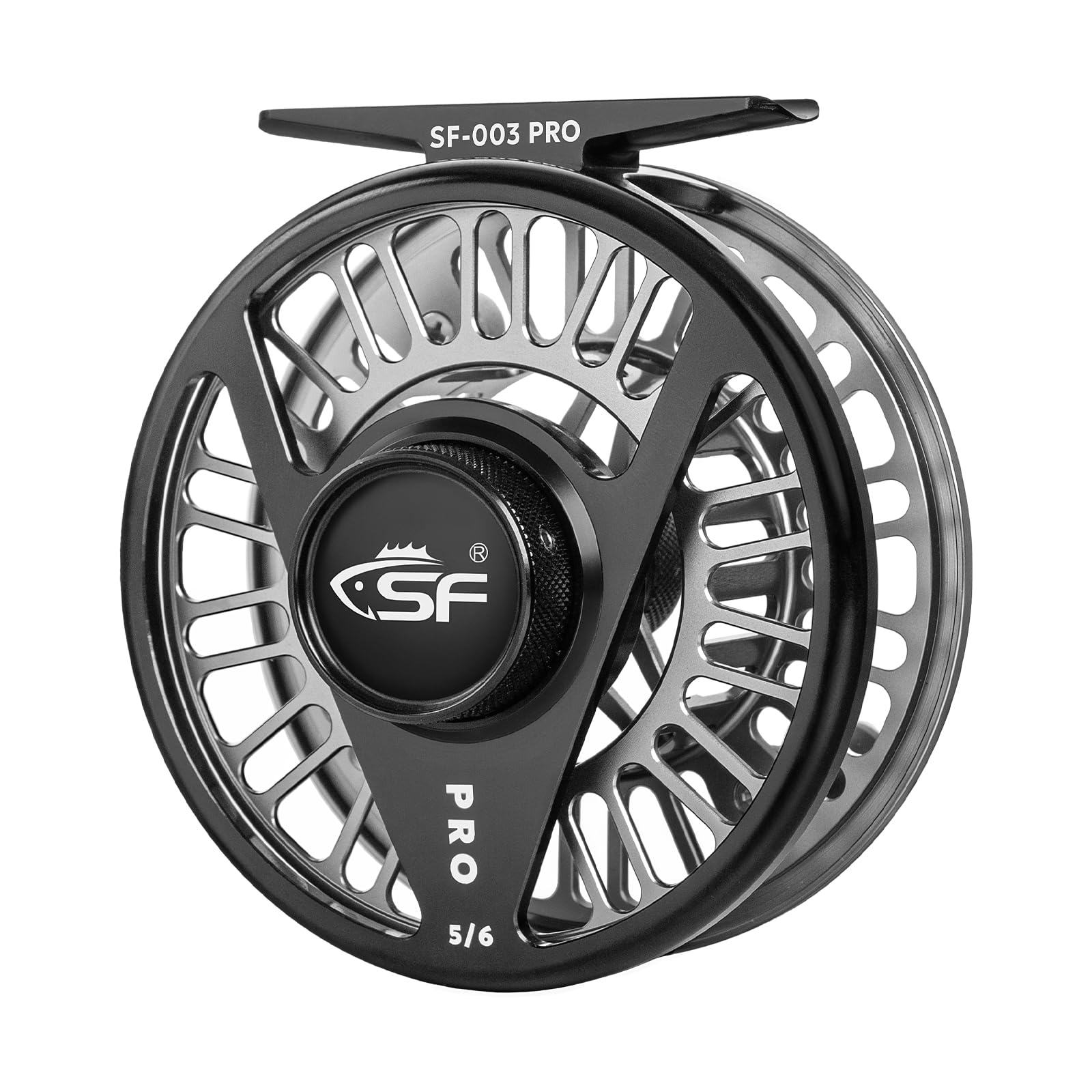 SF SF-003 Pro Fly Reel close-up showing 86 mm outer spool diameter for smooth line retrieval.