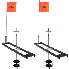 Black ice fishing tip-up foldable with orange flag – image 1