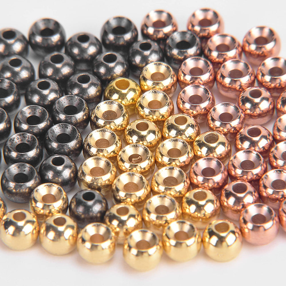 Nickel color tungsten bead head eye close-up 1/16 inch
