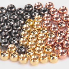 Nickel color tungsten bead head eye close-up 1/16 inch