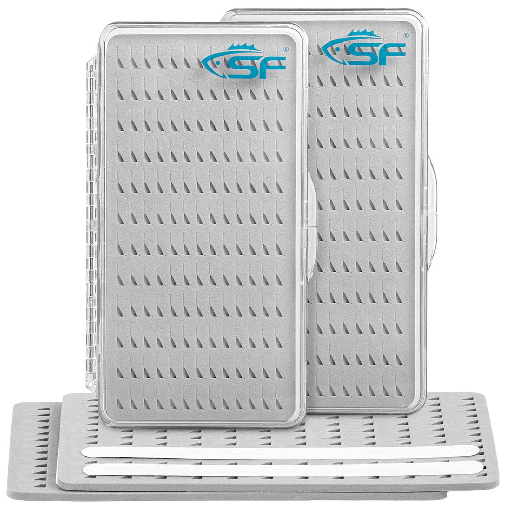 Slim SF fly box with clear lid for midges and small nymphs