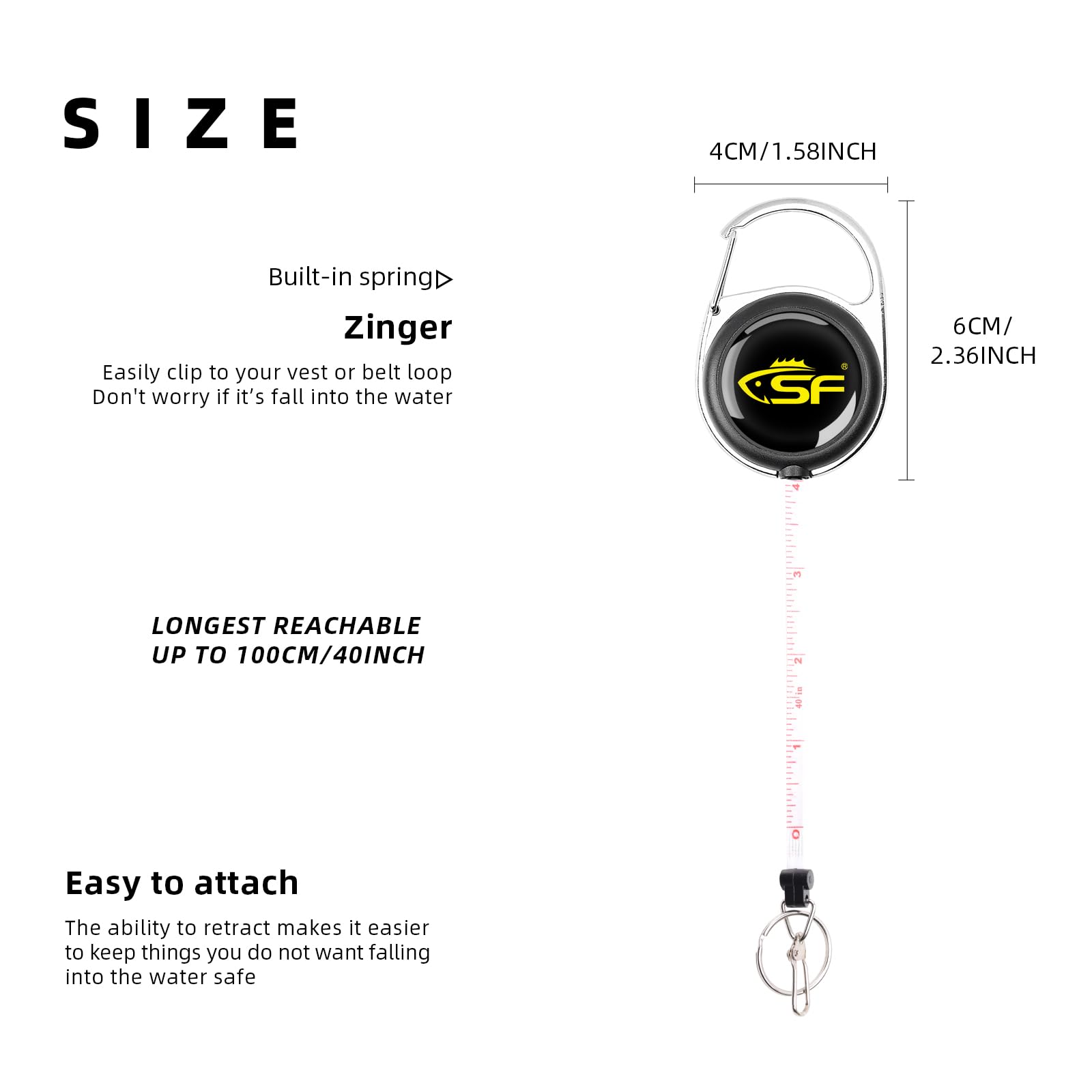 Close up of zinger retractor black case and epoxy cover