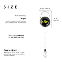 Close up of zinger retractor black case and epoxy cover