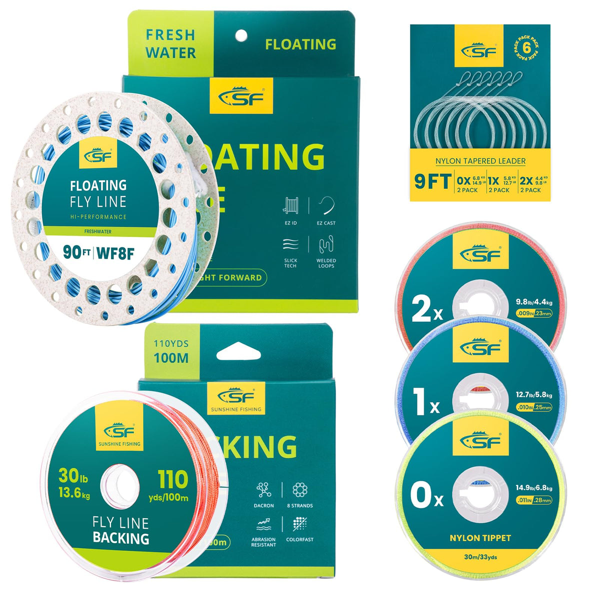 SF fly line kit sky blue 90ft emphasizes long casts in bright water for visibility