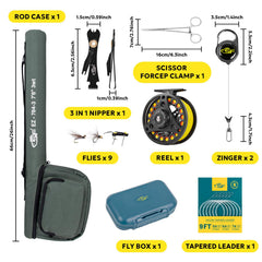 SF fly reel preloaded with line and backing ensures quick setup.
