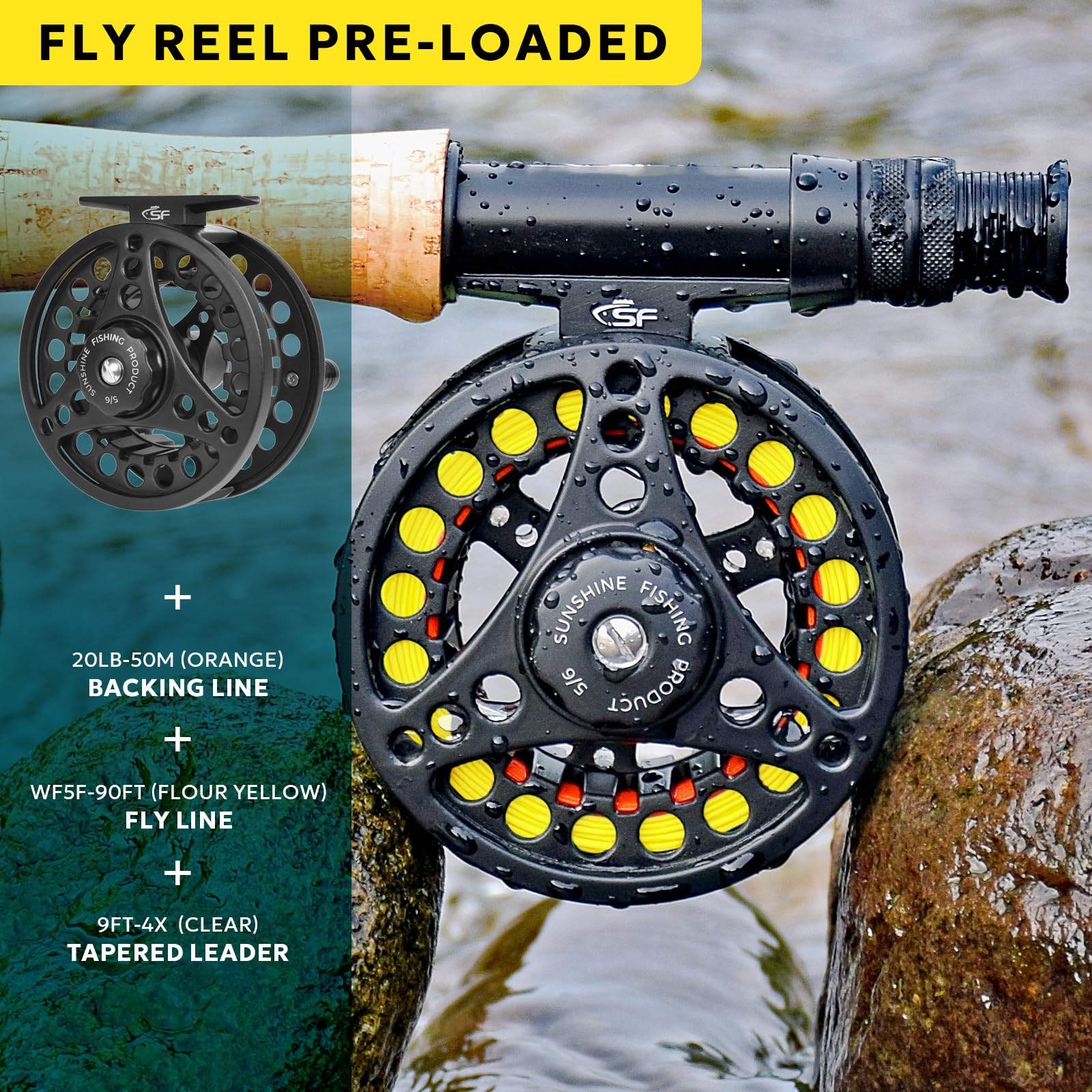 Aluminum alloy reel included, pre-loaded with line and backing