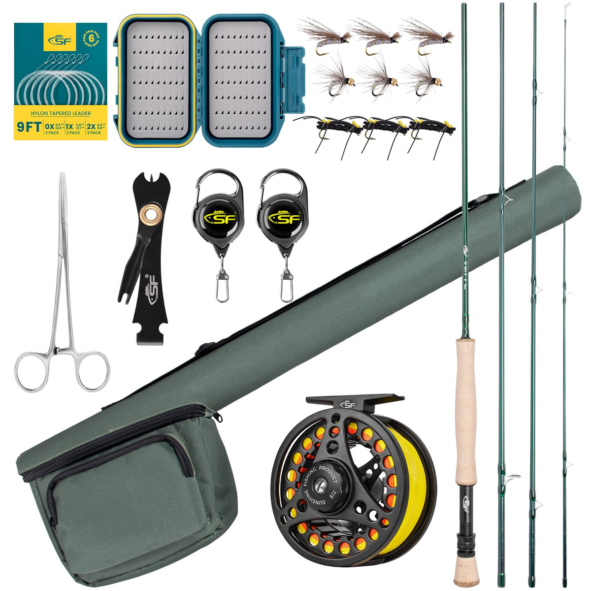 SF fly fishing rod combo 8wt 9ft emerald green carbon fiber rod
