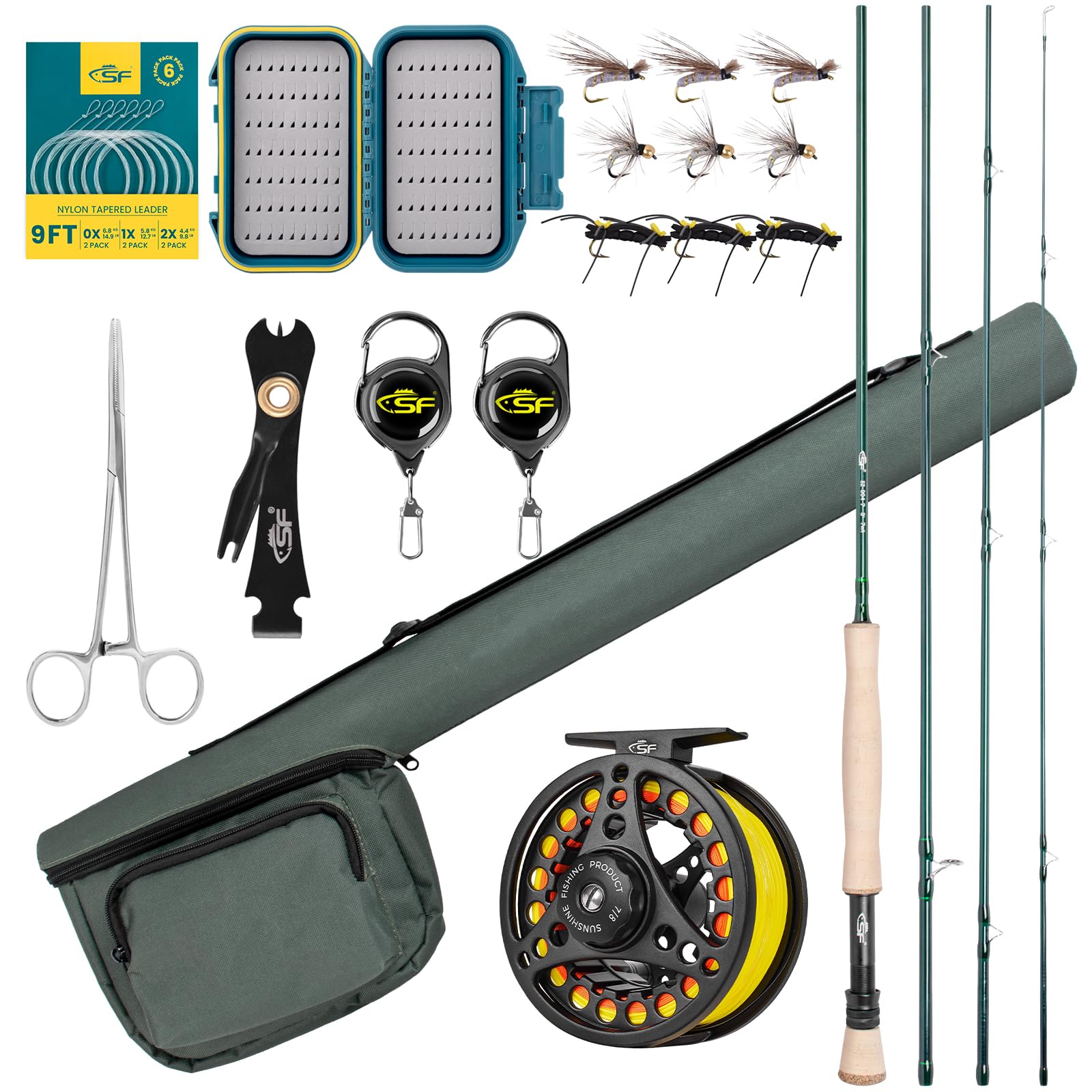SF fly rod in emerald green carbon fiber for durable casting on trout streams