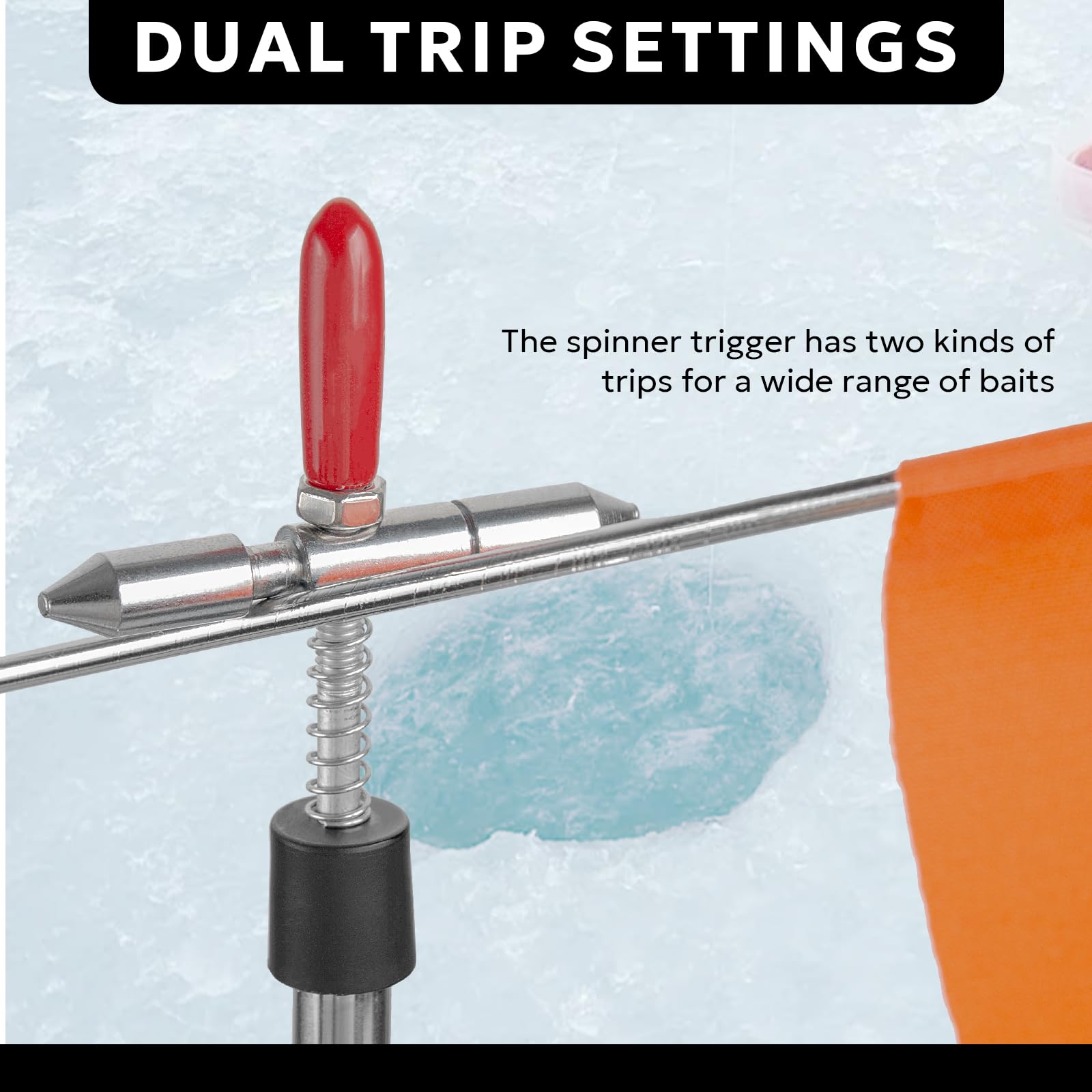 SF Tip-Up bottom with upgraded plastic spool for smooth line release.