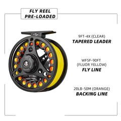 Pre-loaded line combo with fluorescent yellow WF5F line