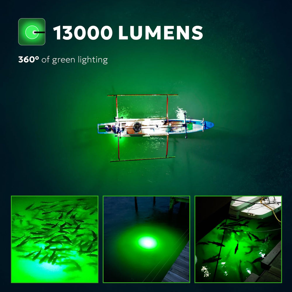 SF LED Underwater Fishing Light 13000 lumens green beam to lure fish