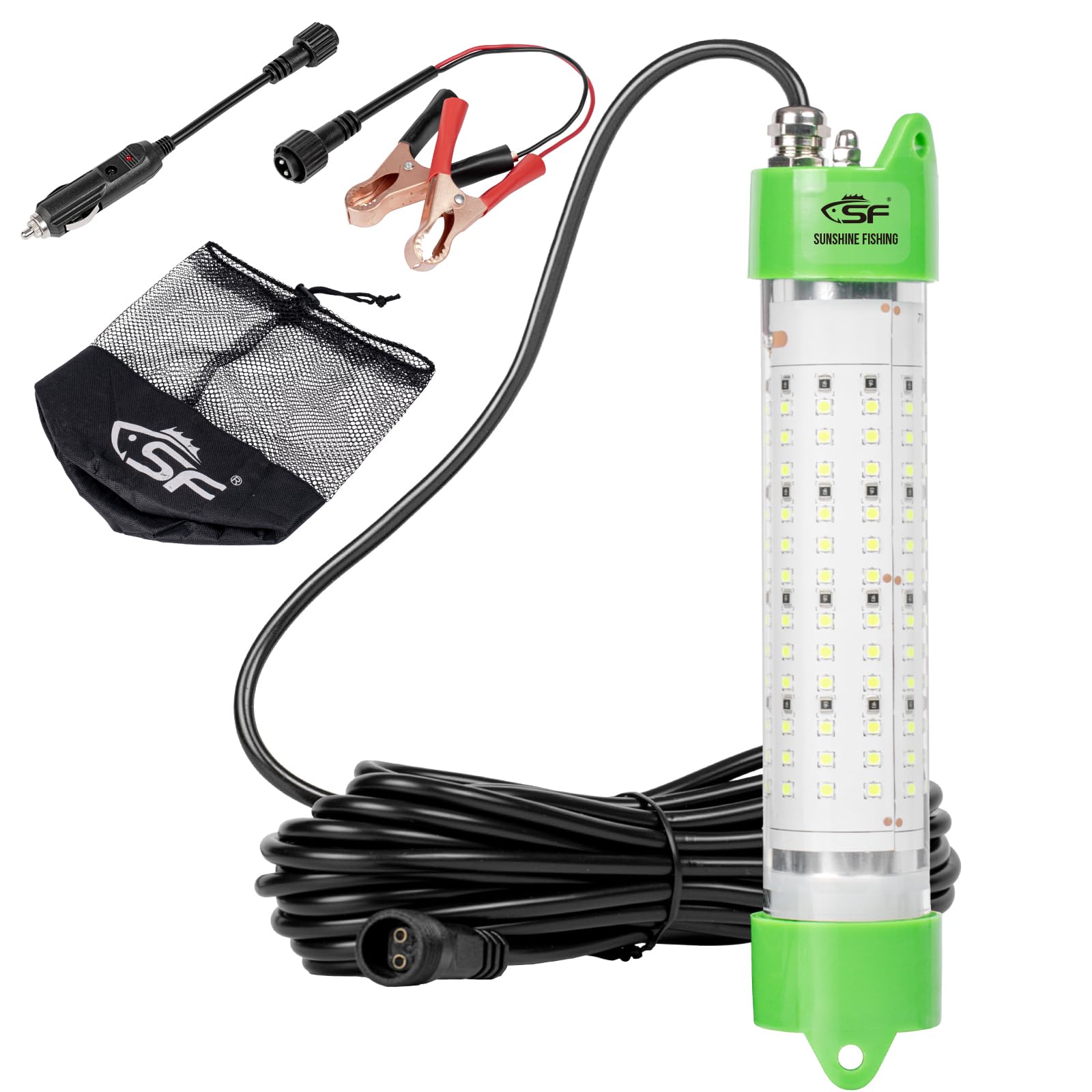SF LED Underwater Fishing Light 360-degree view attracting prawns and fish