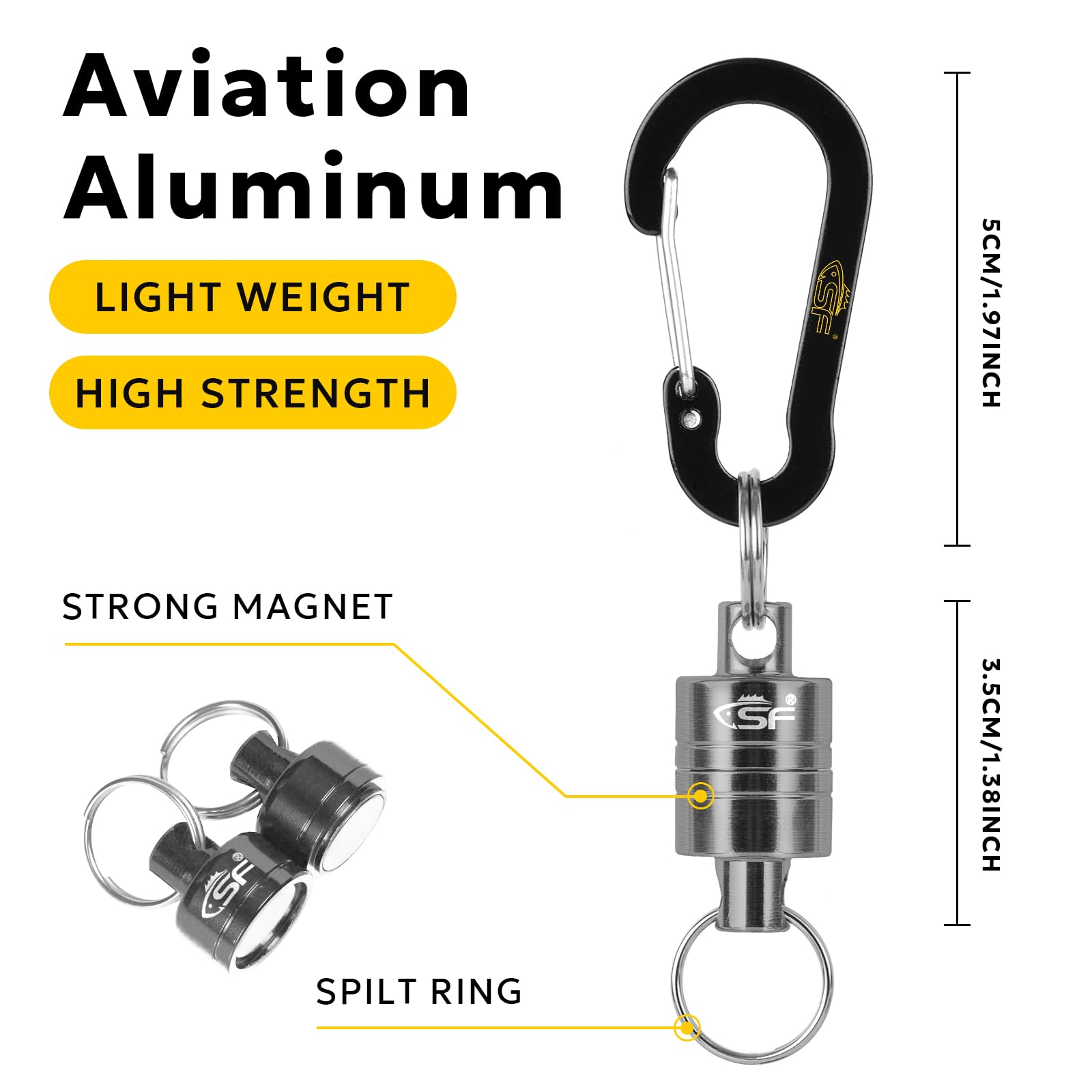 Magnetic release clip with extended lanyard