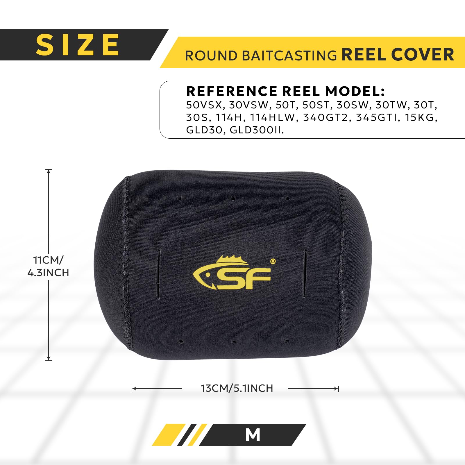 SF reel cover showing six breathing holes for airflow and moisture control