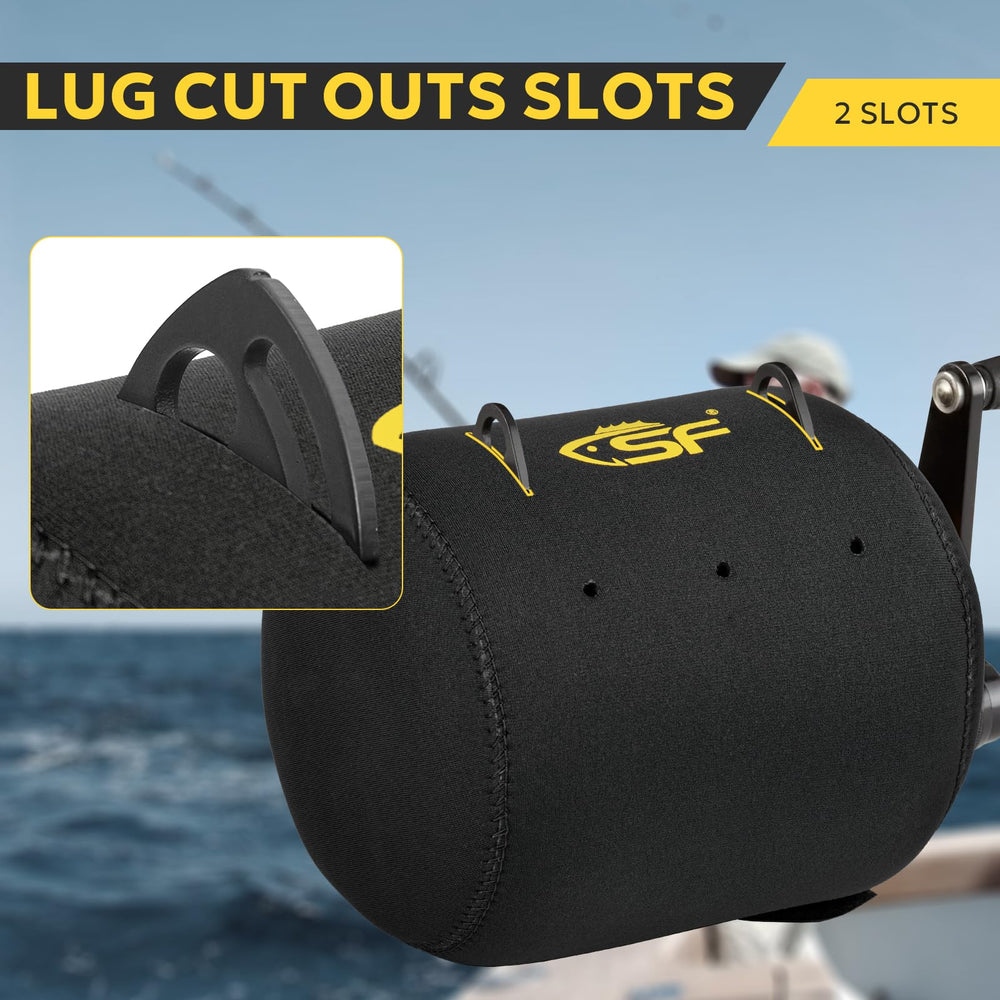 SF reel cover highlights 5mm thick neoprene cushioning the reel