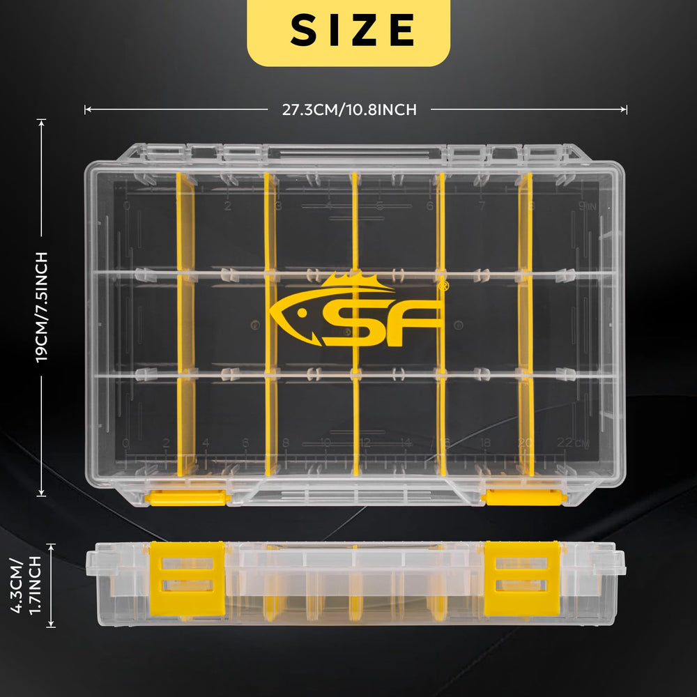 SF Tackle Box 3600 open showing removable trays and dividers