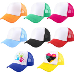 8-pack adult blank trucker hats in assorted colors
