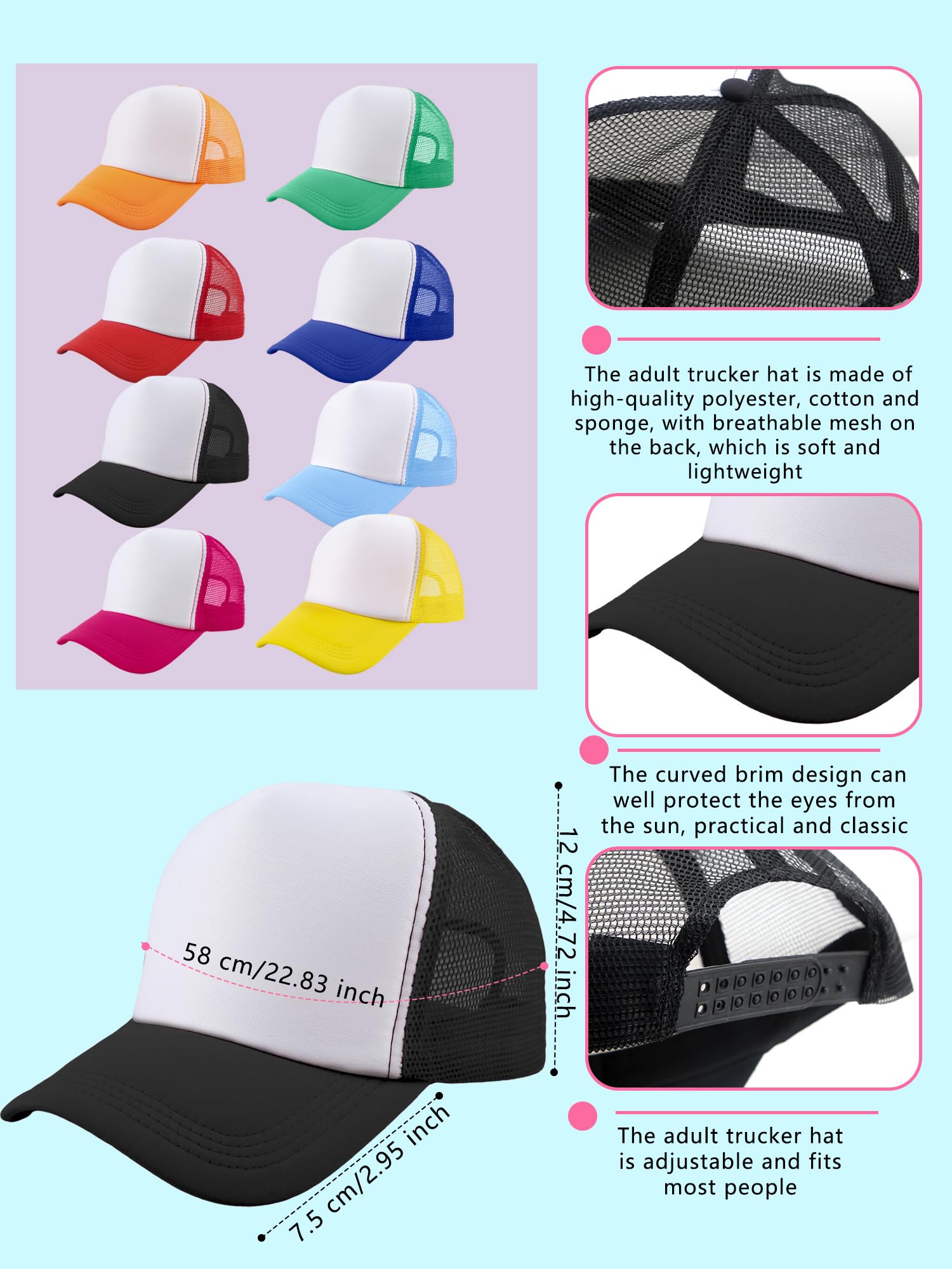 Sublimation-ready mesh back trucker hat