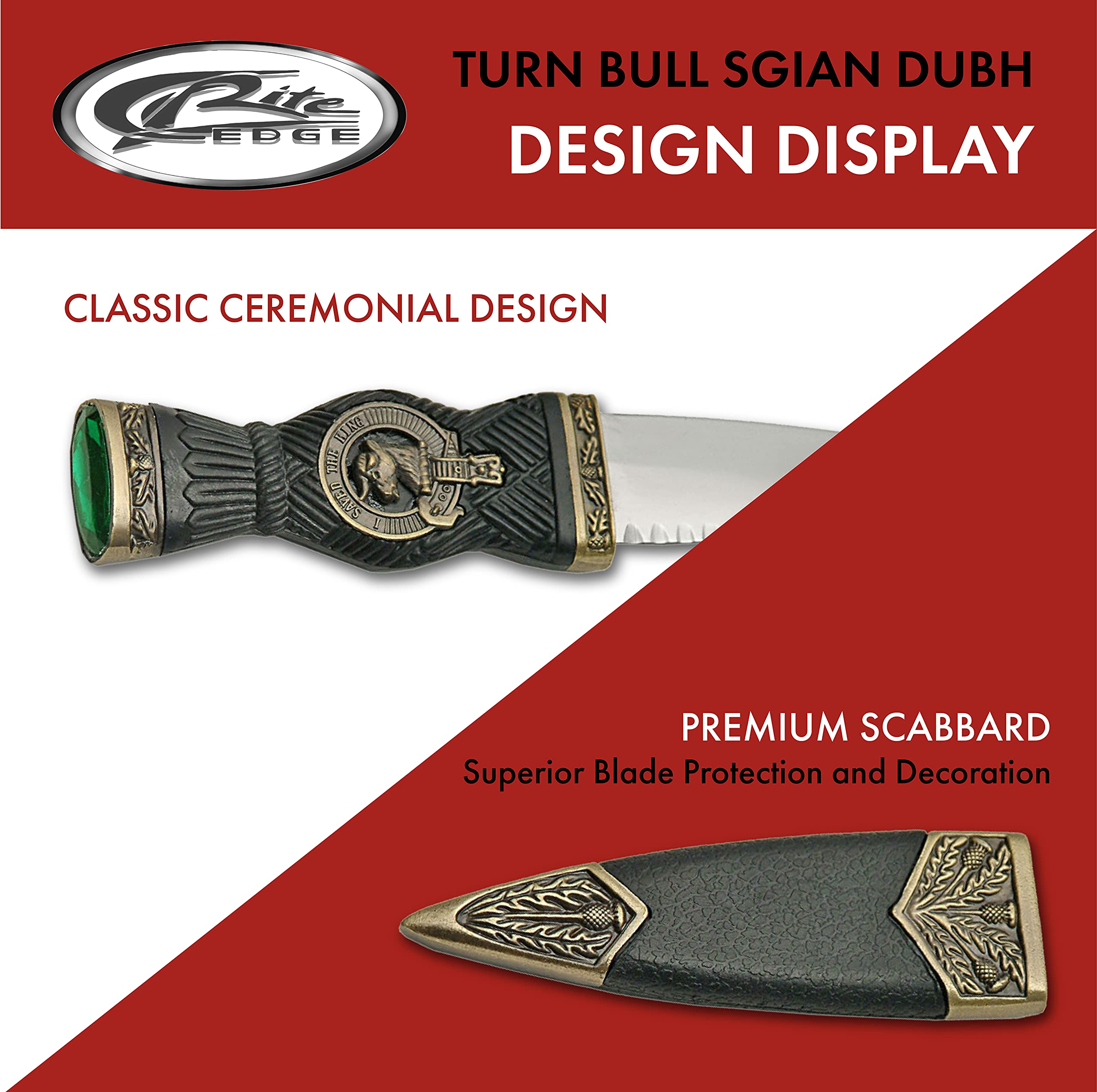 Sgian-dubh for cosplay or outdoor use with emerald and bronze details
