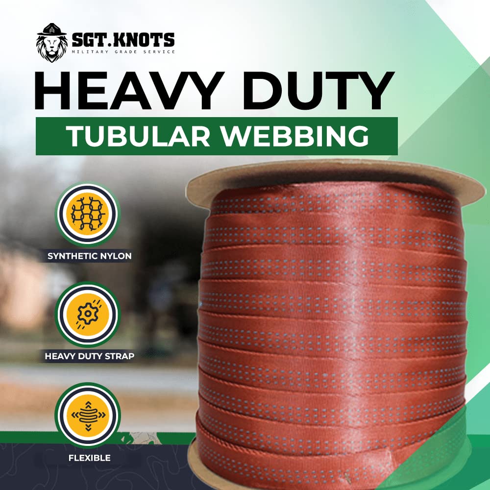 SGT KNOTS Bluewater tubular nylon webbing on a 100-yard roll for bulk projects.