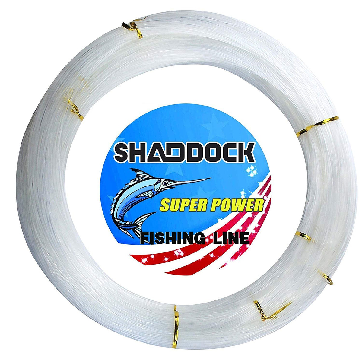 Shaddock Fishing monofilament line clear coil shows 547yds for versatile saltwater and freshwater use