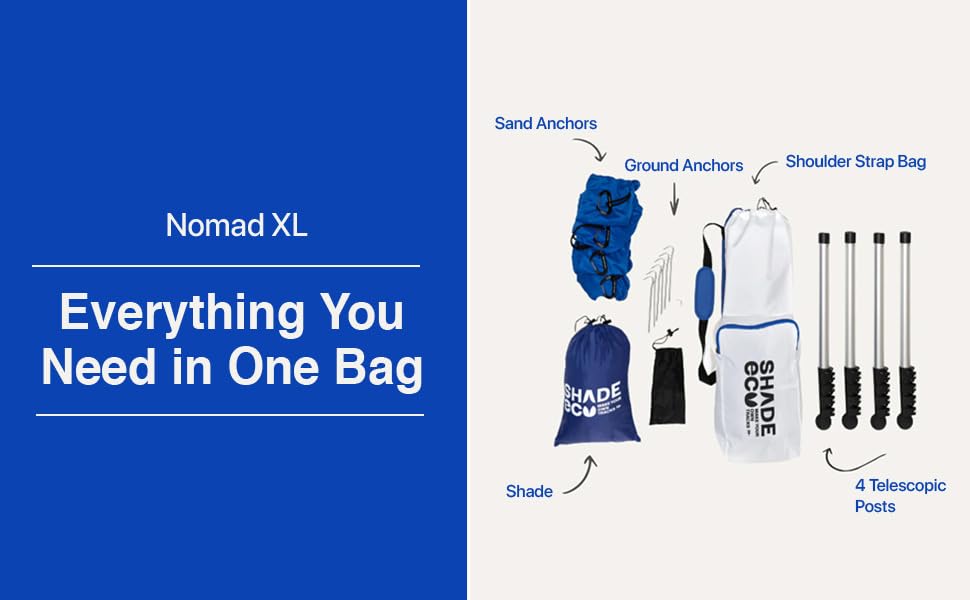 SHADE ECO Nomad XL stable 4-post setup anchors against breeze.