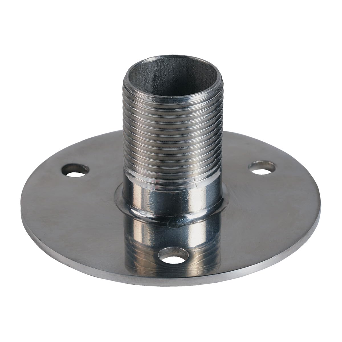 Shakespeare 4710 SS flange mount on deck securing GPS antenna installation.