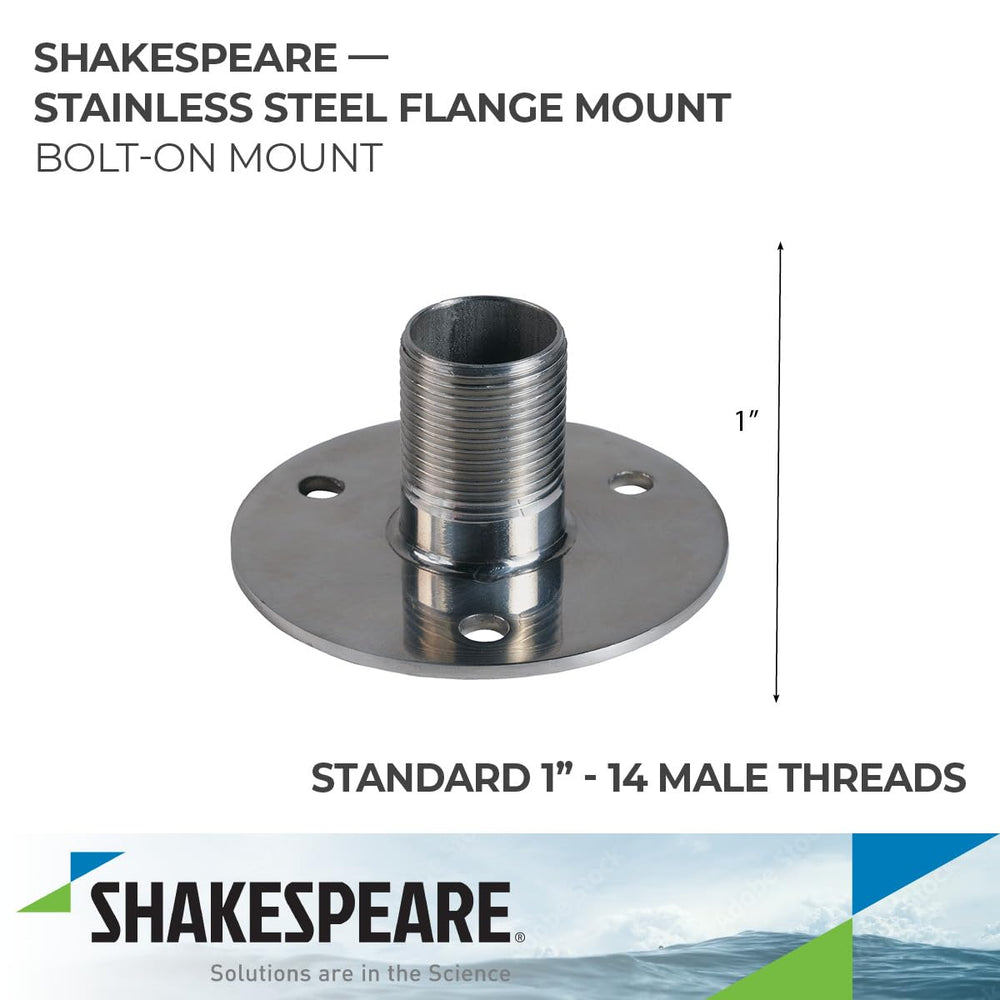 Shakespeare 4710 flange mount side profile shows low-profile stainless design.